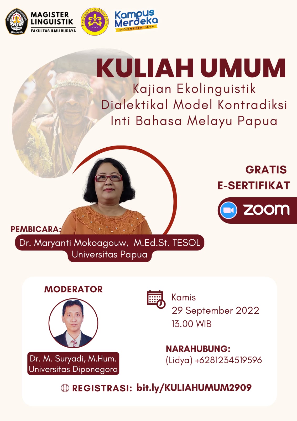 Seri Kuliah Tamu: Kajian Ekolinguistik Dialektikal Model Kontradiksi Inti Bahasa Melayu Papua