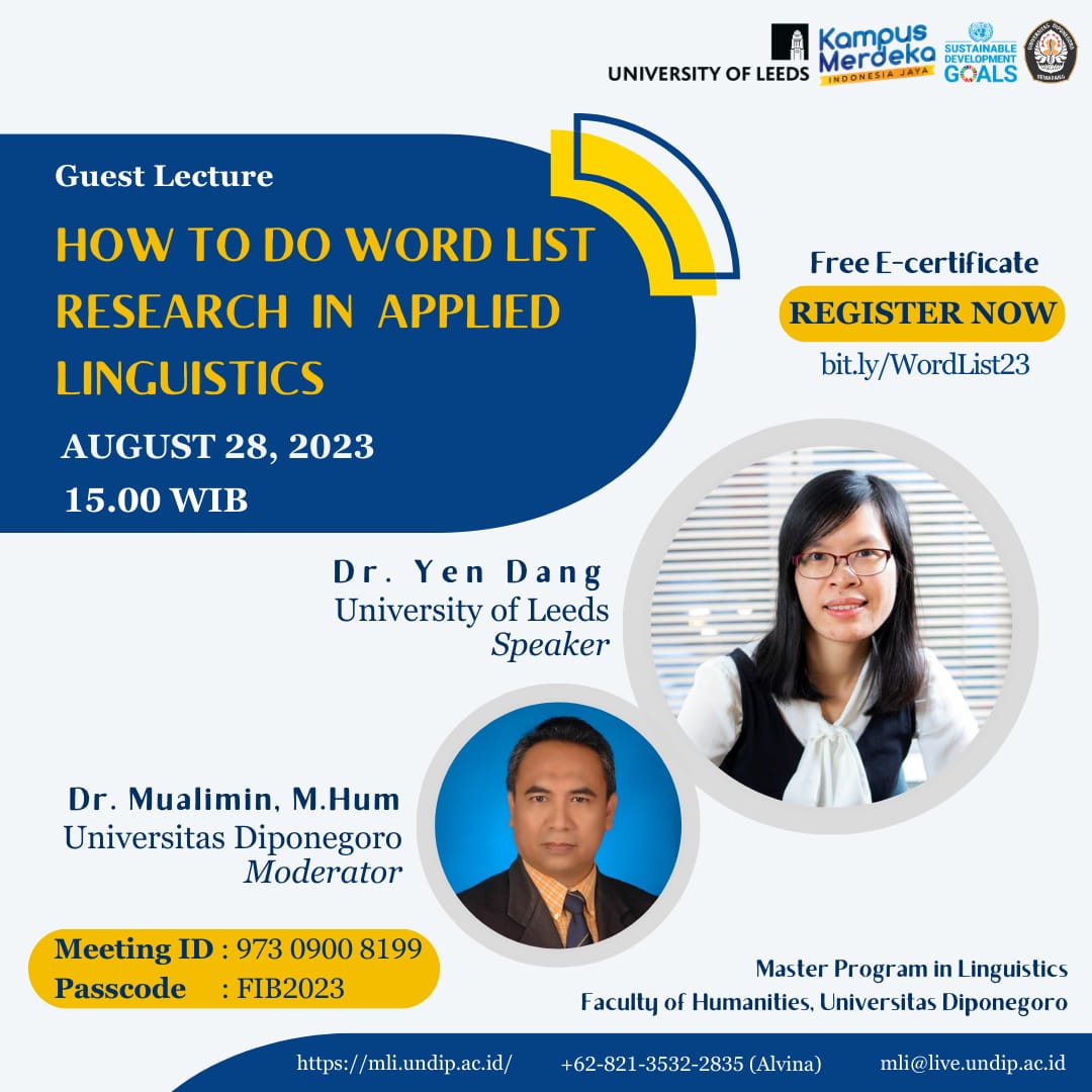 Seri Kuliah Tamu: How to Do Wordlist Research in Applied Linguistics