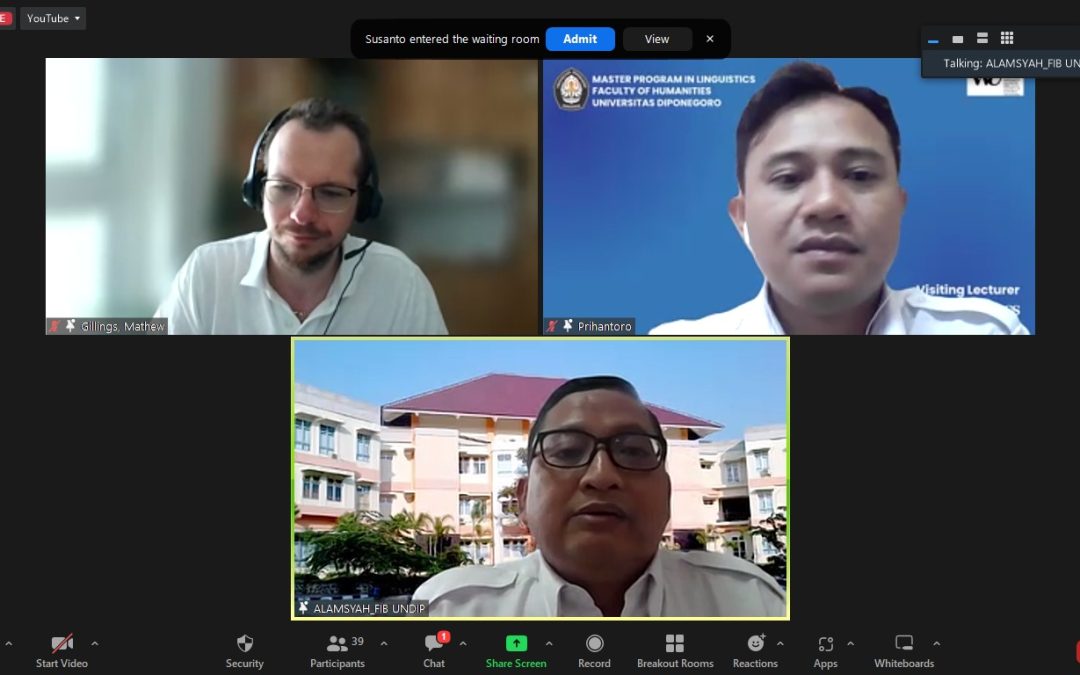 Visiting Lecturer MLi Undip presented Webinar in Forensic Linguistics